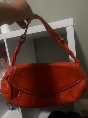 Cole Haan Orange Leather Braided-Handle Shoulder Bag